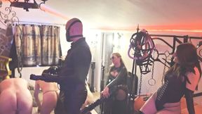 Master Darius and mistresses Zeida, Zara in a harsh flogging competition
