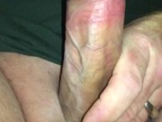 Sitting on the toilet jerking off & huge cumshot all over the floor. Soaked it up with toilet paper.