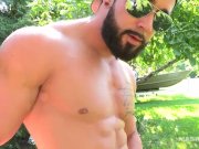 Maskurbate Hunky Biker Jerks Dick Outside
