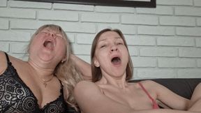 yawning together with mouth wide opened SF