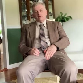 Daddy masturbating in suit and socks