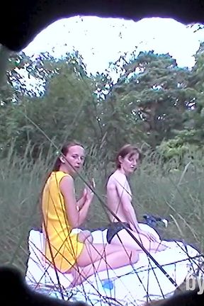 Wet Lesbian Sex in the Open Air