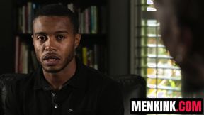 Max Konnor whips out thick shaft inside his big black cock toy Jake Waters