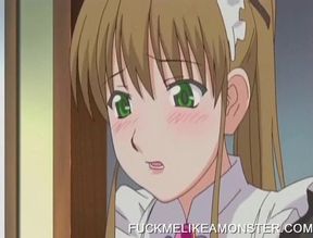 Anime maid masturbates to thoughts of her boss