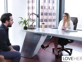 Employee footjob in corner office of boss Brooklyn Pursue