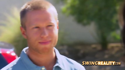 Nervous excited swingers head to the swing house for the first time