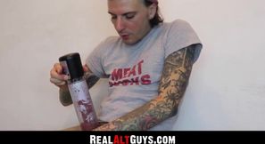 Inked punk amateur enjoys solo jerk off then fucks his favorite sex toys