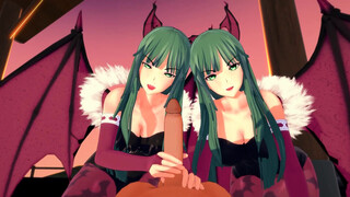 Darkstalkers - Morrigan Aensland threesome - 3D Hentai6