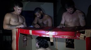 Gangbang for a long haired twink whore