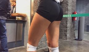 hot volley girl round ass black tight spandex short