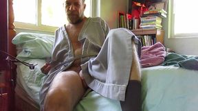 Hairyartist Visits Stepdad in His Robe