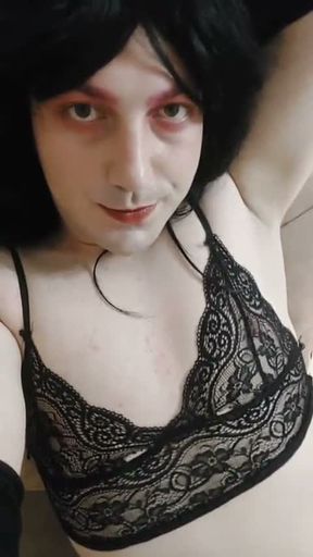 White Gothic Feminine Young Sissy Crossdresser