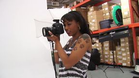 Alluring ebony babe gets fucked after the photo shooting