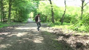 Colored hair big ass tattooed chick just love sudden sex with the passerby in the forest