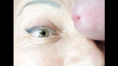 Close up cumshot in eye .Huge load .