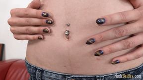 Skinny Sarah shows you her belly and belly button at home - part 3 of 3 (HD quality)