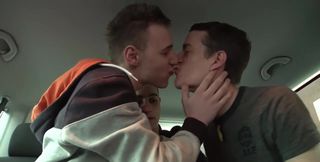 Twinks use the backseat as their playground for rough sex