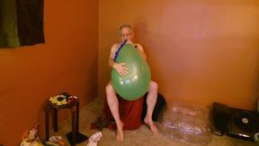 Balloonbanger 65) Inflating, Busting And Jerking W 3 Busted Balloons - 2 Large And 1 Giant Latex Balloon