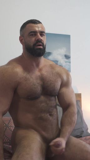 Hot muscular stud flexing and jerking his cock - Anthony Beau   Clip 1