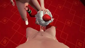 Ms  Santa's Hentai Gangbang for Christmas - Double Blowjob Action for Two Big Dicks, Cowgirl and Doggystyle DP Creampie