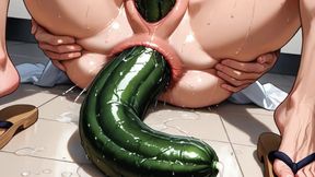 Femboy Ftm Shoving Huge Cucumbers up Their Slimy Holes. Hentai Ftm Animation.