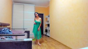 hot splendid busty brunette myla angel performs striptease for you!