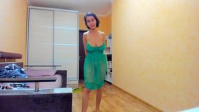 hot splendid busty brunette myla angel performs striptease for you!