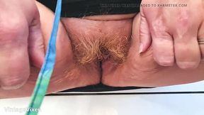 Curvy COUGAR invites man to masturbate over her huge natural melons and hairy snatch
