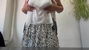 Horny Sexy MILF Does Striptease at Work