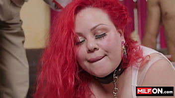 Hot redhead BBW fucked hard in front of her granddad