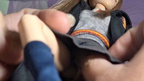 giantess & barbie doll Defeated and captured, Hermione is turned into a miniature doll and is played with by the Titan as he pleases