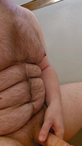 Stroking my white cock in the bathroom