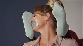 Weronika Smell Feet Of Stella - Gray Socks And Black Pantyhose