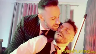 Gustavo Cruz dominates John Brachalli with cock and dildo in bondage session