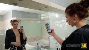 MOMMY4K. Sexy MILF doesn’t care about what’s going on beyond her bathroom