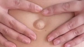 Horny playing with my belly button with dirty talk