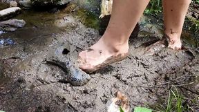 High heels full destruction, high heels wrecked, high heels in mud, high heels bending, stomping high heels, high heels in trash
