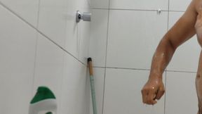 Big Sexy Boy Gets Horny While Taking a Shower.