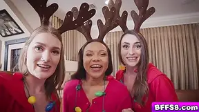 Adriana, Aria And Dani Giving Santa A Nice Blow