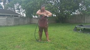 Mud Slut Clean off in Pink Swimsuit