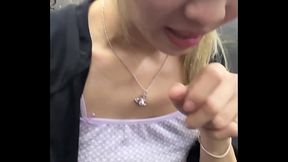 Asian girl masturbates in elevator and someone came in