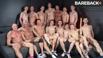 Ace Banner Tyler Saint flip flop bareback in hung DILF group fuck