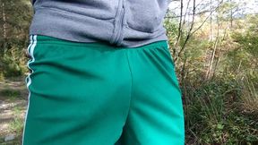 Very Hot Guy Running, Marking His Huge Cock in the Pants, and Jerking off
