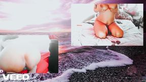 Hot black stud blows white cock on nude beach