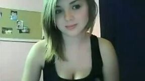 Cute big breasted webcam whore was teasing her own wet pussy