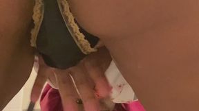 Ebony babe Pisses n Stuffs Panties | POV piss twerk kink