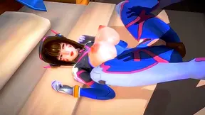 Horny D.Va Rides Dick To Orgasmic Ejaculation In Kinky 3D Hentai Fantasy