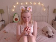 BJ, anal play, double penetration and orgasm,  teen, daddy's girl alone at home
