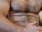 MUSCLE BEAR FLEXING AND CUMS IN GLASS
