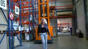 Big tits blonde sucks his hard cock in POV